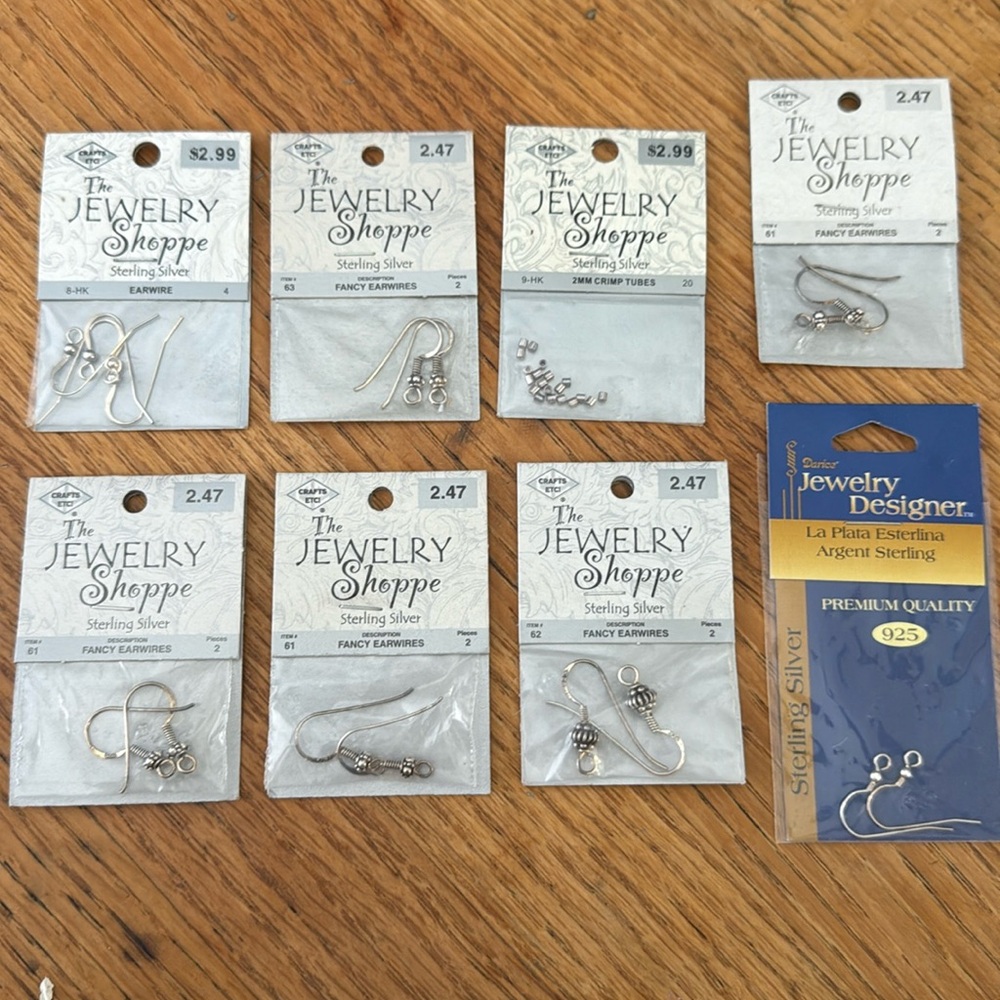 8 Sterling Silver .925 Stamped Earwires and Crimp Tubes